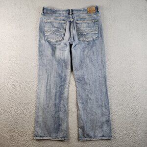 Buffalo Jeans Mens 34x30 Blue Loose Straight Distress Workwear Relaxed Cotton